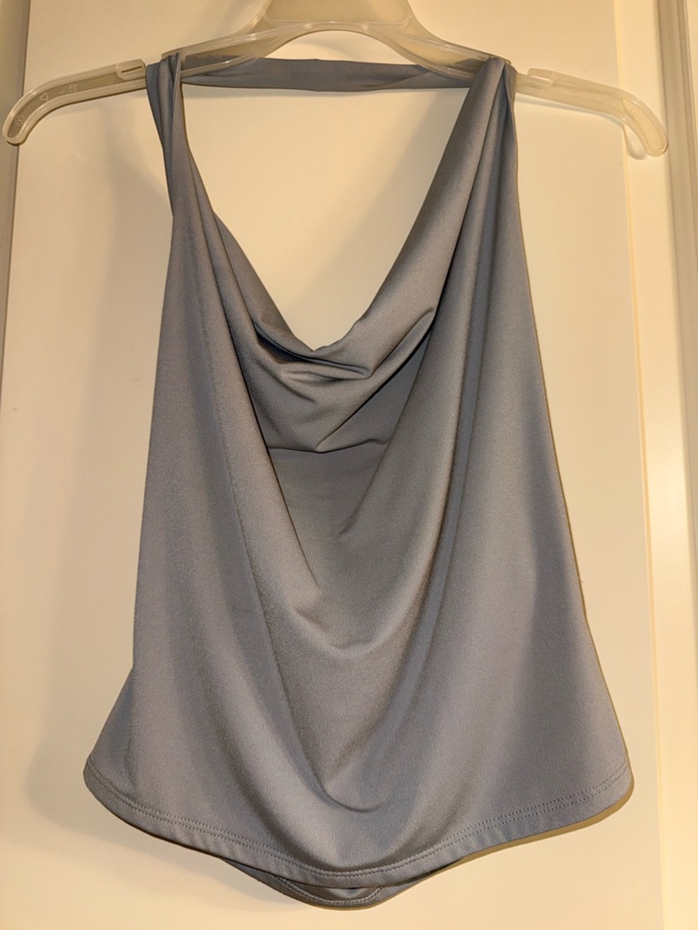 Draped Cowl Neck Women's Halter Tank Top - Silver Grey